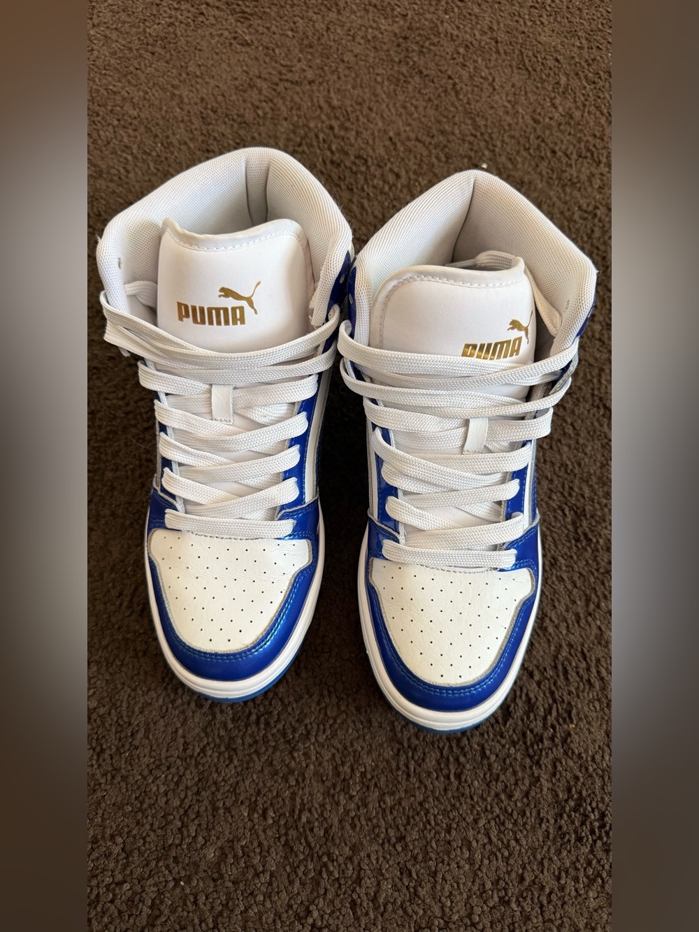 Puma White and Blue High-Top Sneakers
